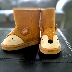Faux-Suede Deer Critter Boots For Toddler Girls
